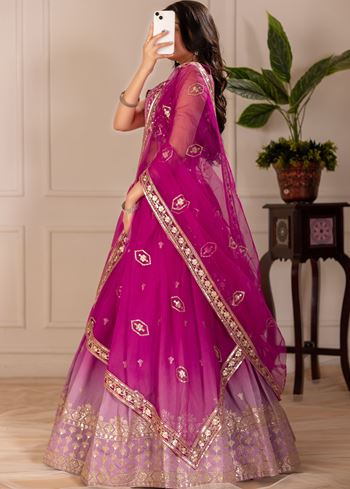 Pink Lehenga Choli With Embroidery Thread  Sequence Work