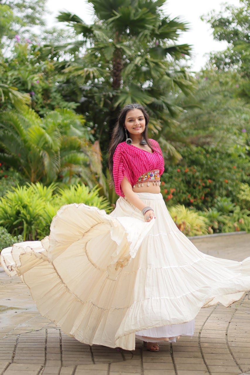 Pink Lehenga Choli With Standard Frill Stitching