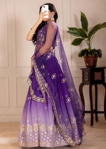Purple Lehenga Choli With Embroidery Thread  Sequence Work