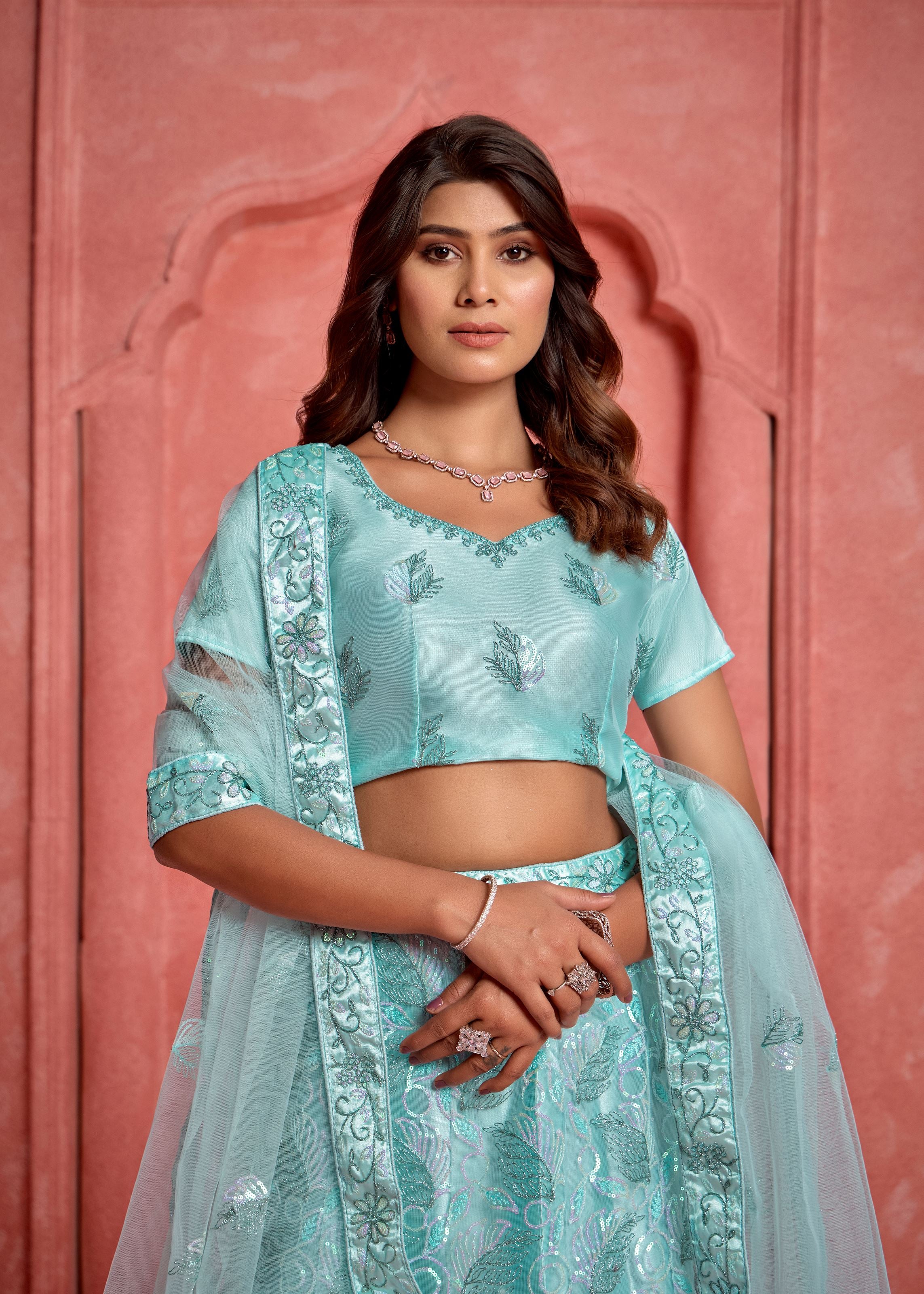 Magenta  Lehenga Choli With Heavy Sequence Embroidered