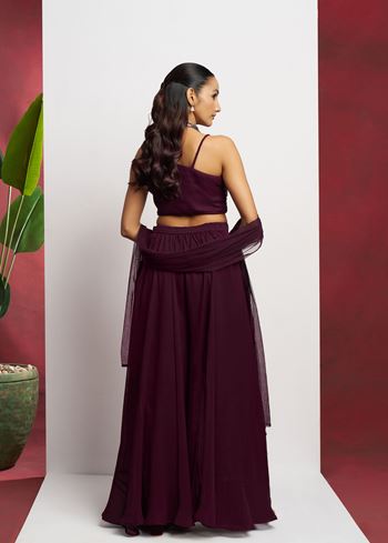 Wine Lehenga Choli With Khatli Work