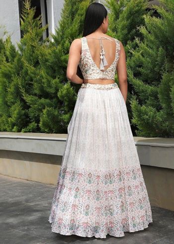 Precious Off-White Digital Printed Georgette Festival Wear Lehenga Choli