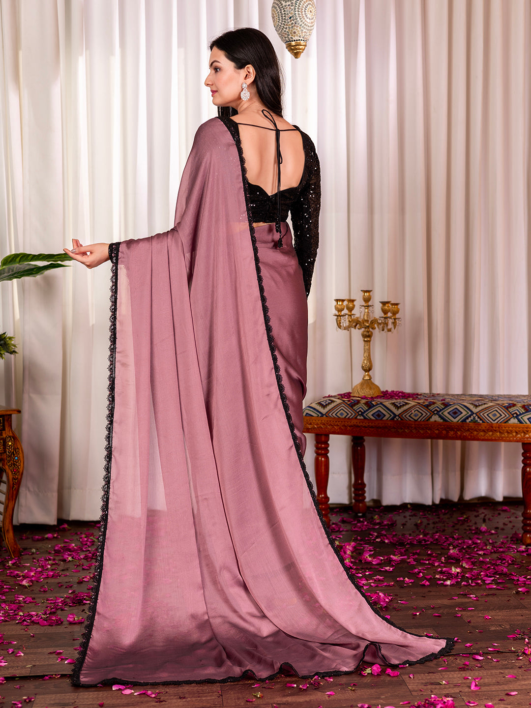 Mauve Rangoli Silk Designer Saree With Sequins Work