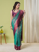 Aqua Banarasi Silk Saree With Beautiful Jacquard Designer Work