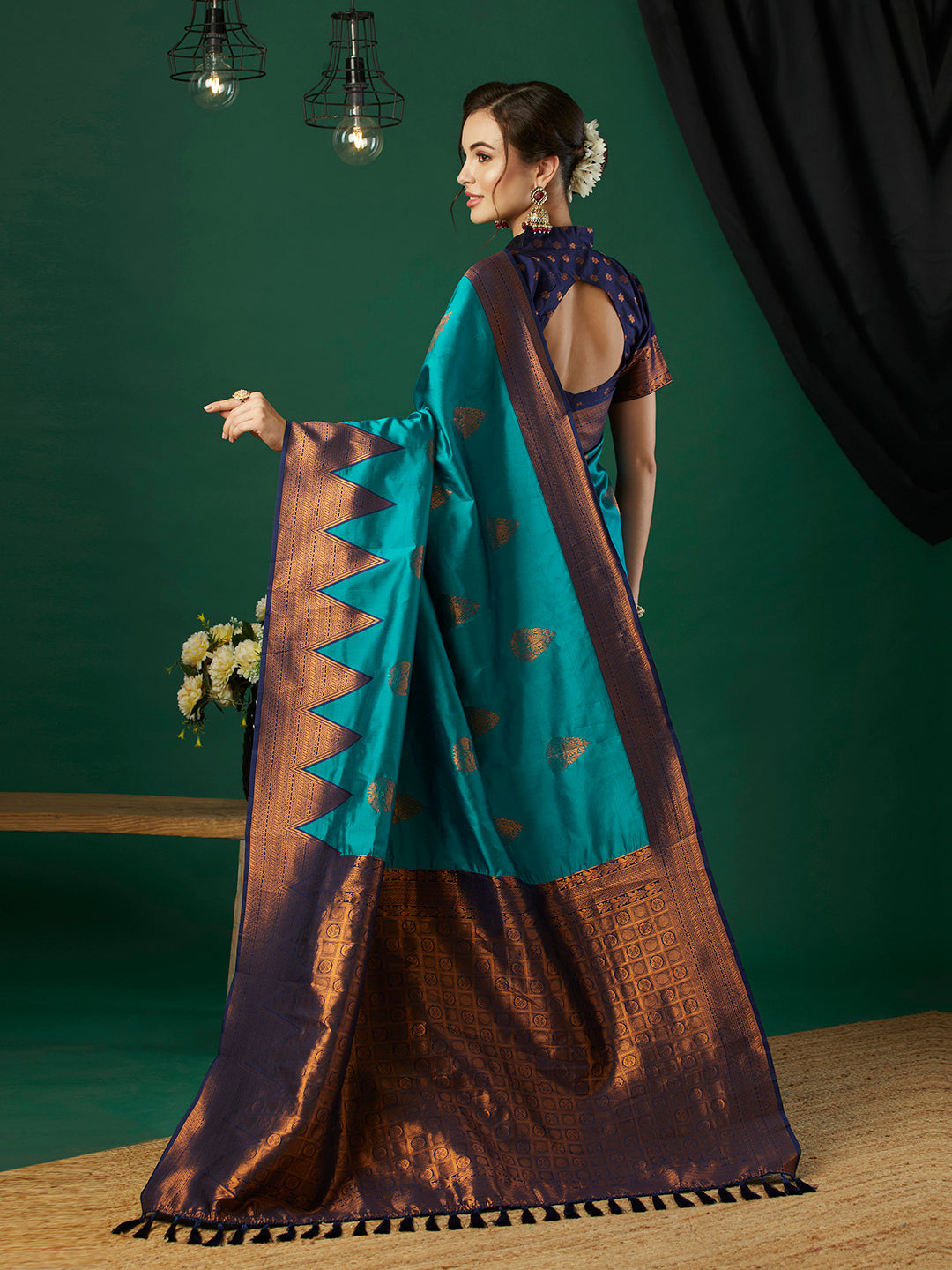 Aqua Blue Banarasi Silk Woven Jari Designer Heavy And Ethnic Partywear Saree
