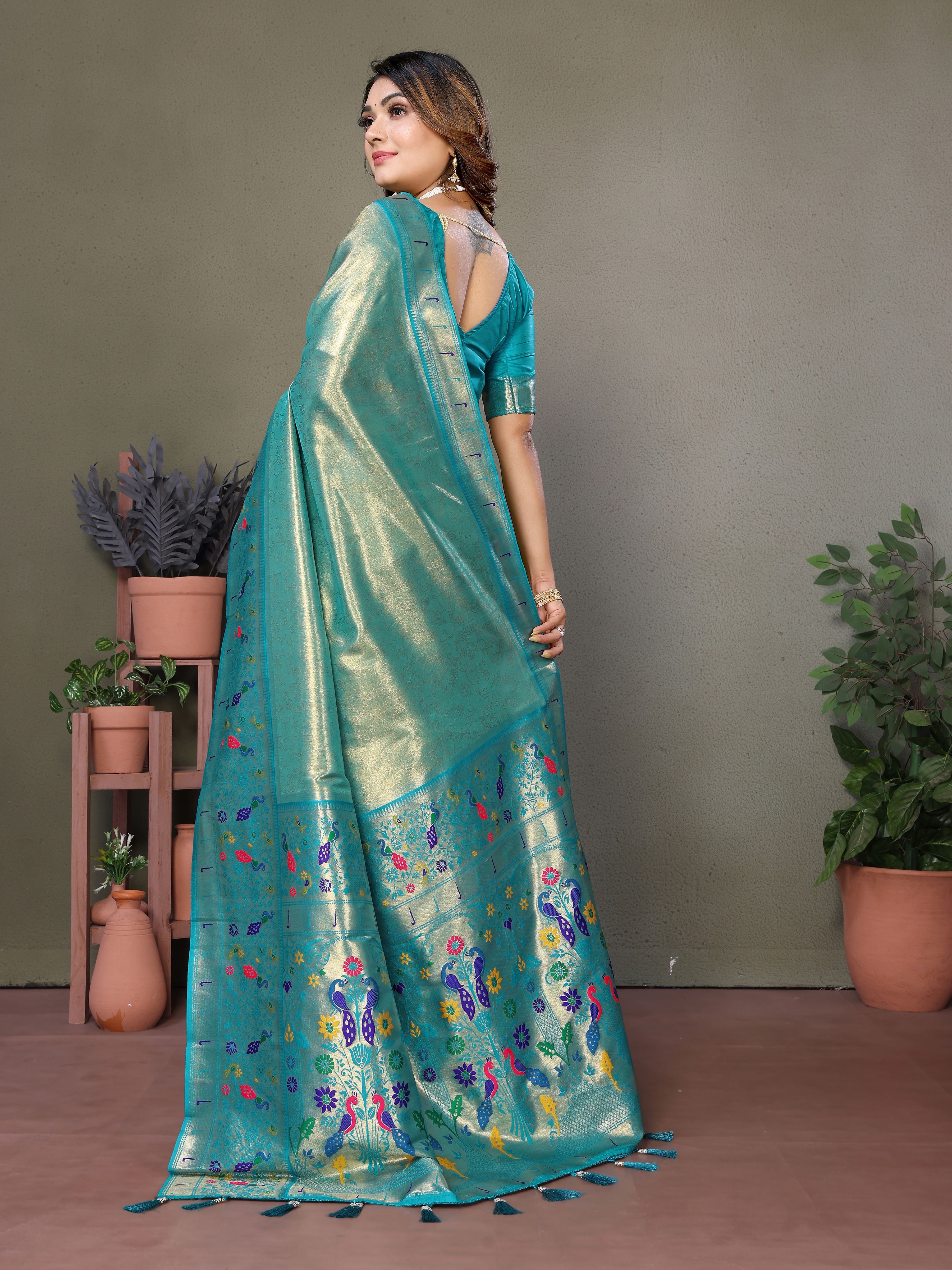 Beautiful Grey Banarasi Tissue Silk Partywear Saree