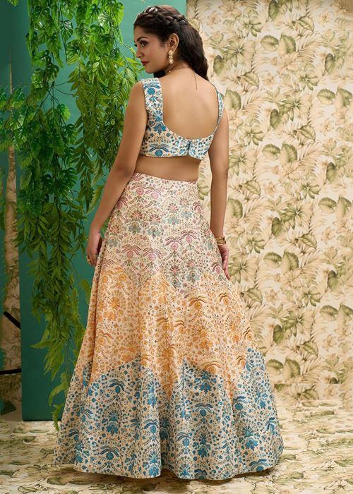 Beautiful Multi Color Digital Printed Art Silk Event Wear Lehenga Choli