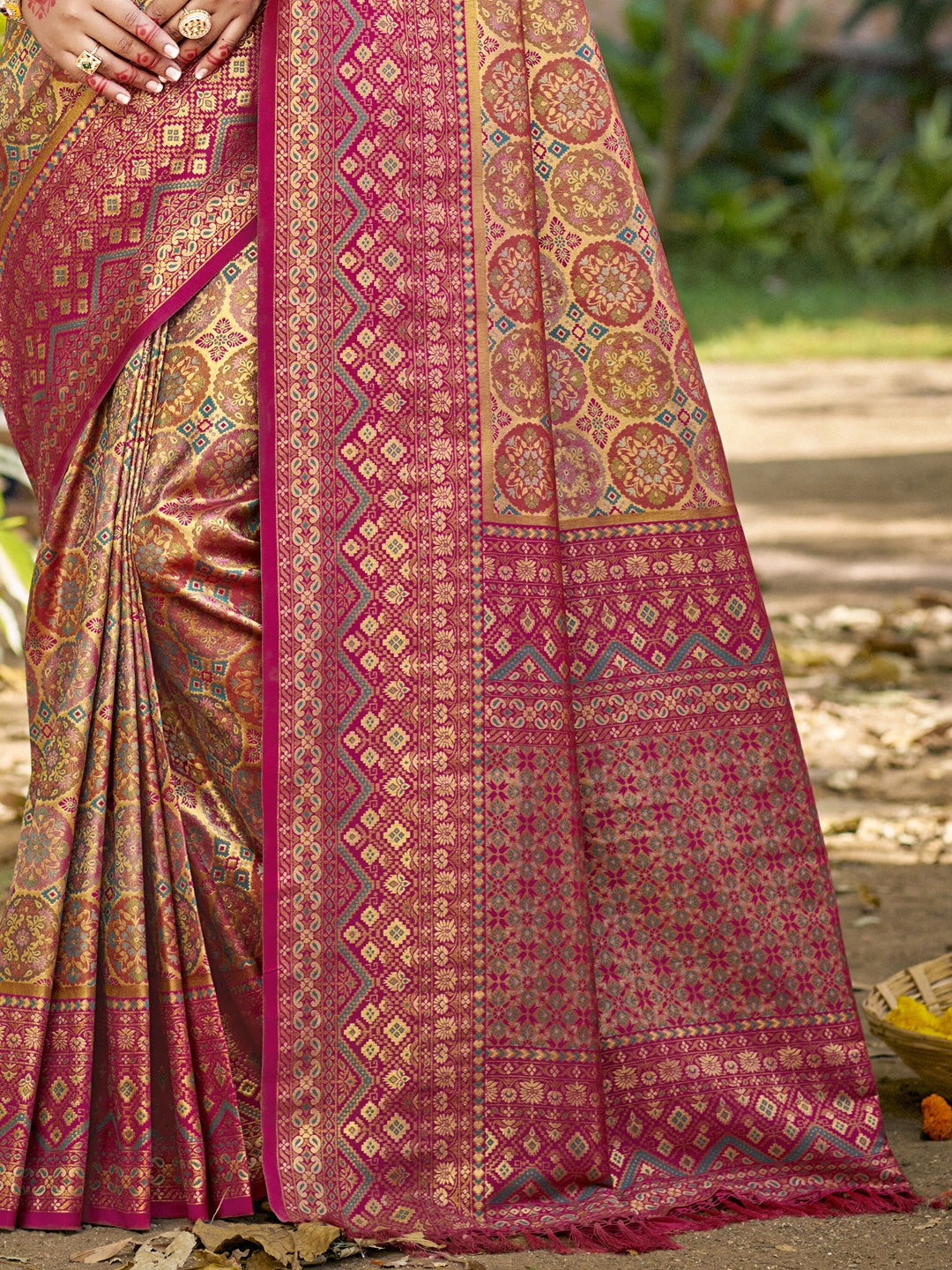Beige Dharmavaram Silk Saree With Elegant Flow and Traditional Feel