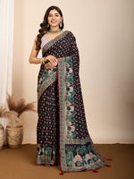 Black Beautiful Designer Digital Printed With Hand Work Ceremonial Trendy Girlie Saree