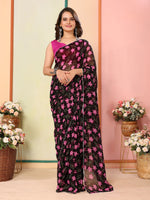 Black Beautiful Pinted Ready To Wear Ethnic Partywear Saree