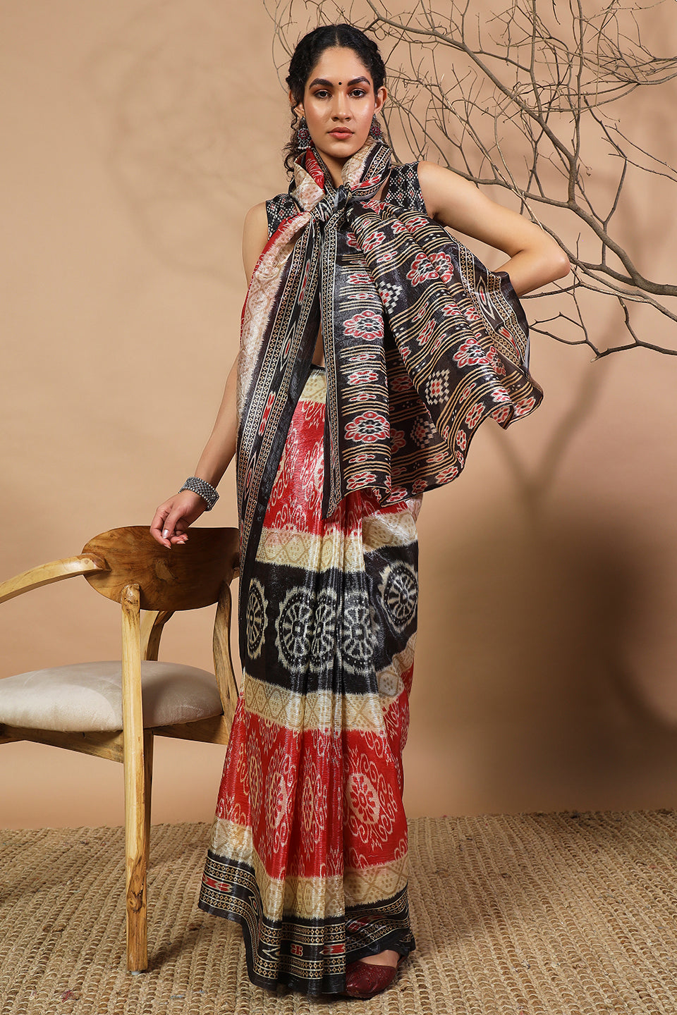 Black Beautiful Tissue Designer Printed Festive Wear Saree