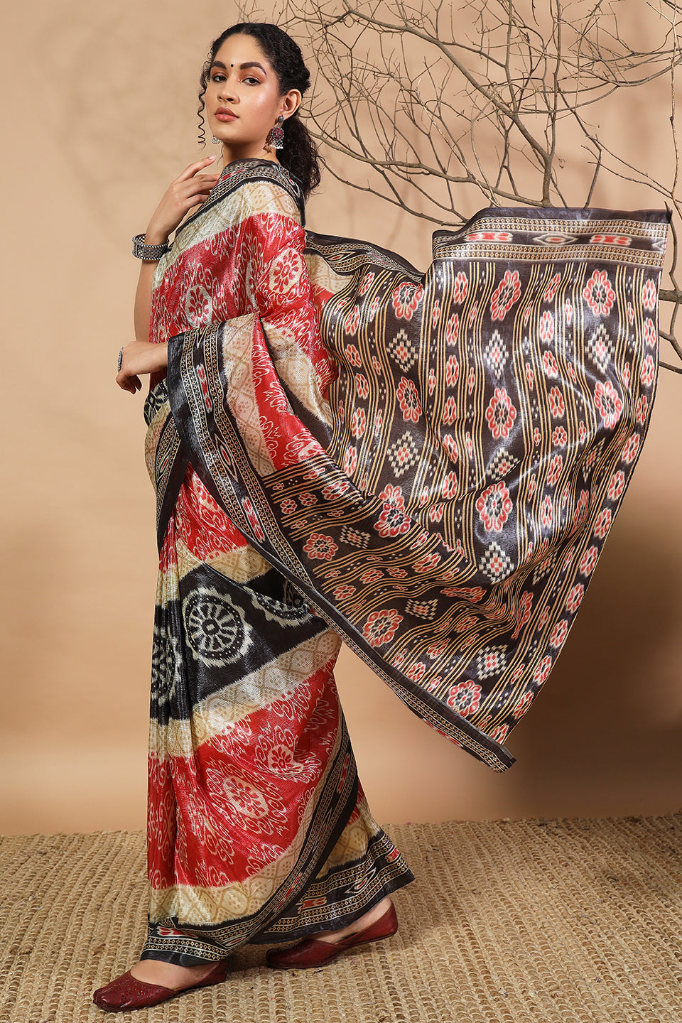 Black Beautiful Tissue Designer Printed Festive Wear Saree
