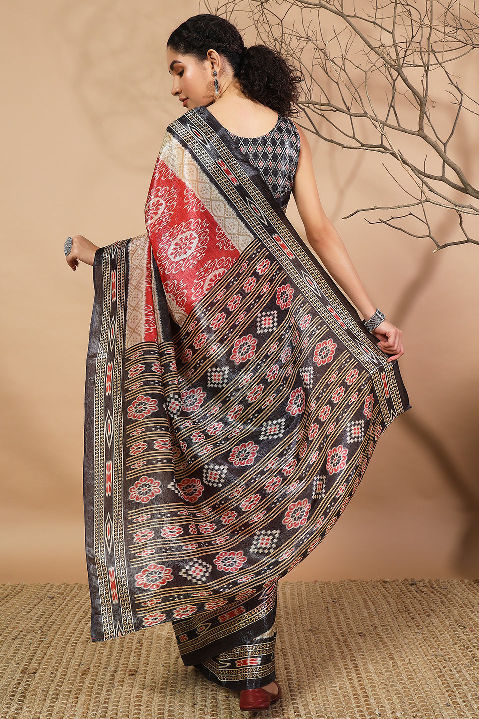 Black Beautiful Tissue Designer Printed Festive Wear Saree