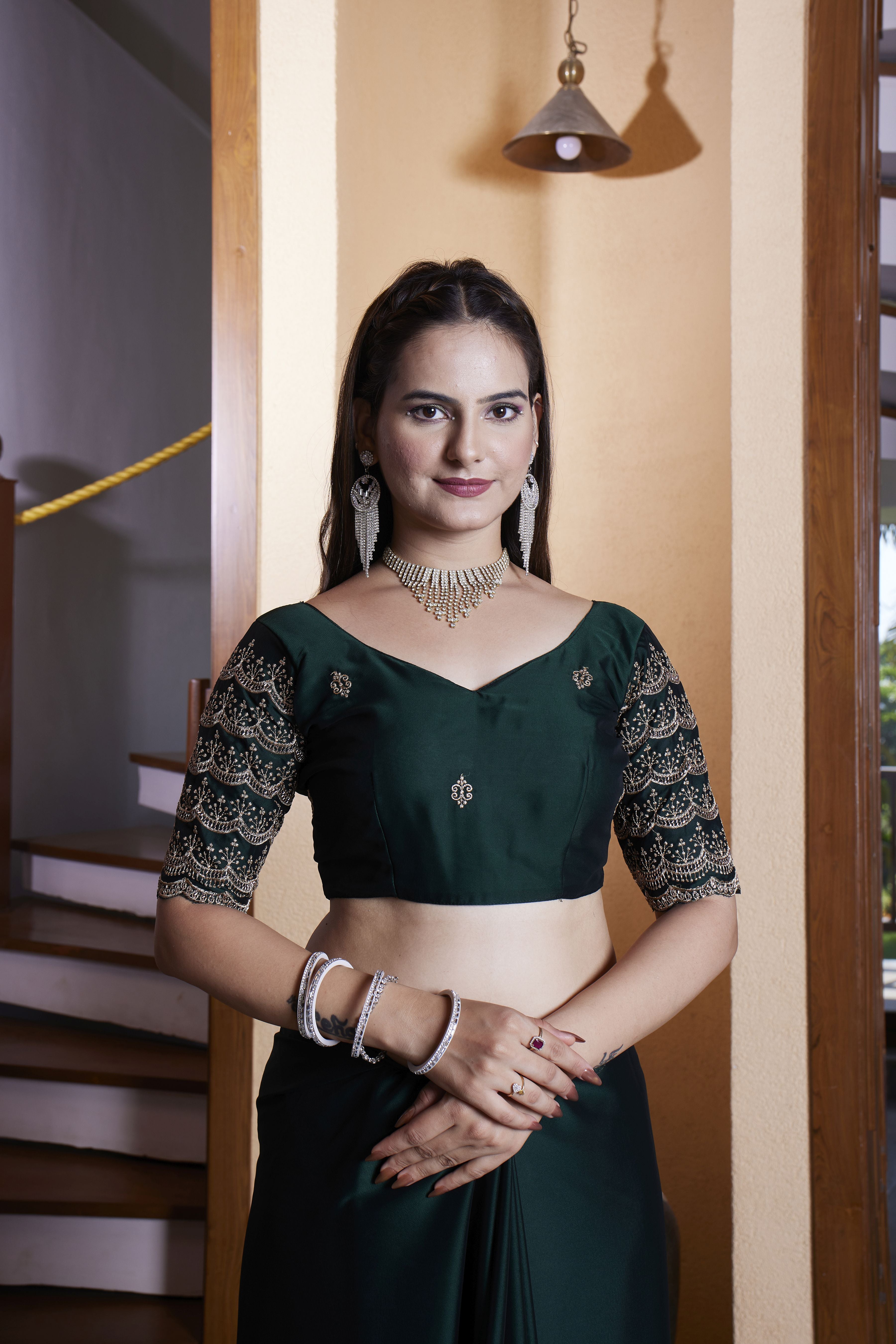 Black Chiffon Designer Embroidered Ceremonial Saree