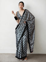 Black Chinnon Digital Print & Lace Border Trendy Ready To Wear Saree