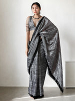 Black Chinnon Digital Print & Lace Border Trendy Ready To Wear Saree