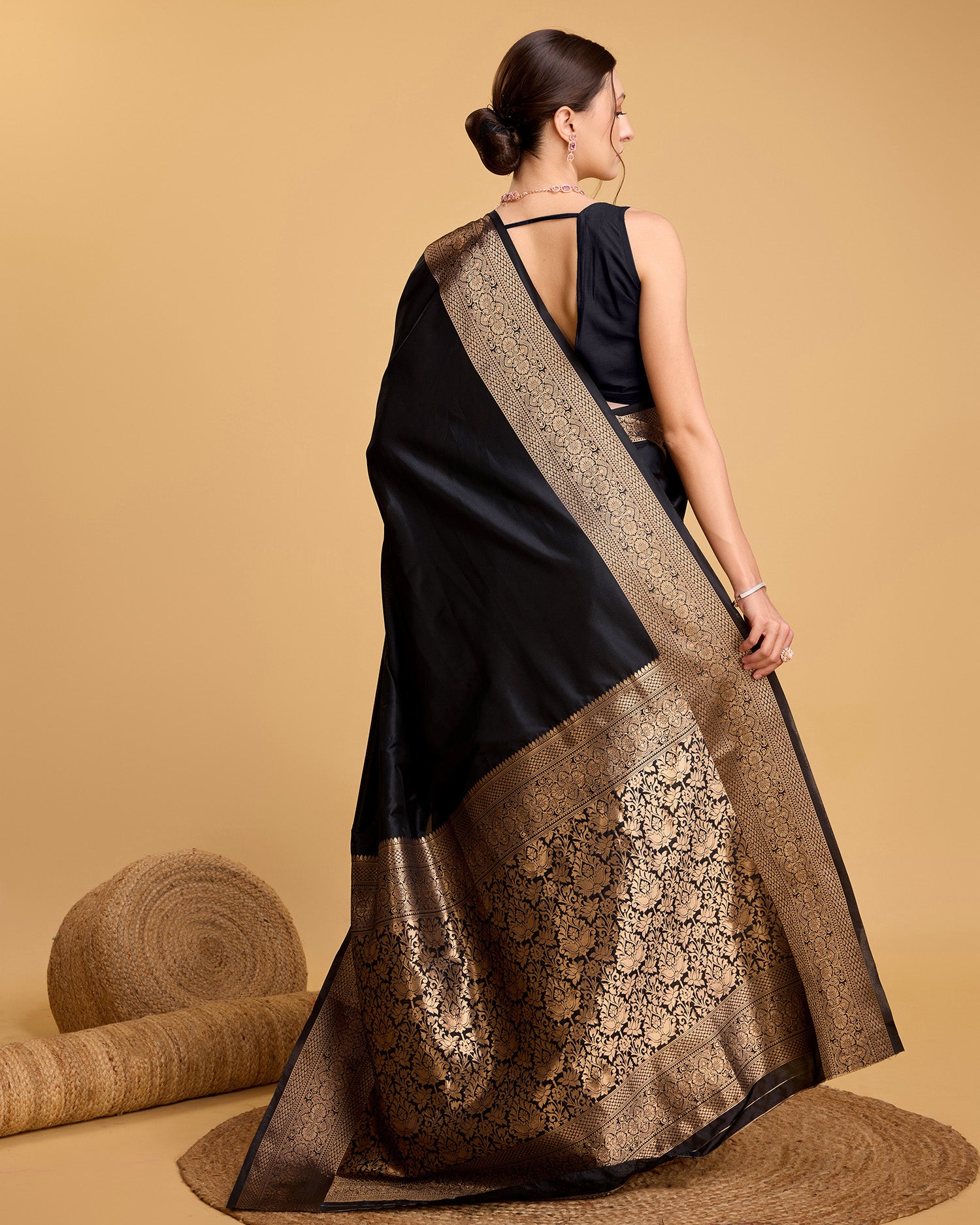 Black Colour Beautiful Soft Silk Saree With Zari Woven Designer