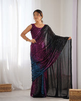 Black Designer Bollywood Looks Georgette Fabric Saree For Party Looks