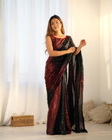 Black Designer Bollywood Looks Georgette Fabric Saree For Party Looks