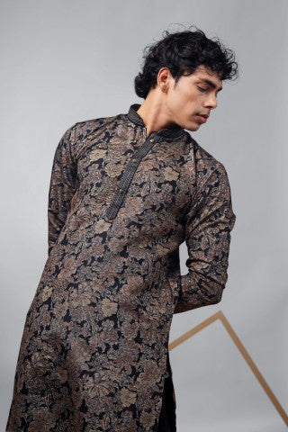 Black Designer Printed Modal Stylish Kurta Pajama