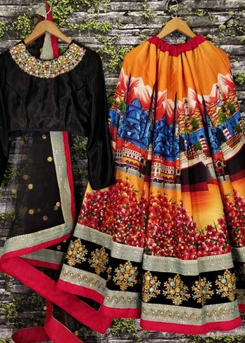 Black Embroidery Thai Silk Bridal Lehenga Choli