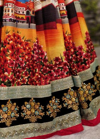 Black Embroidery Thai Silk Bridal Lehenga Choli