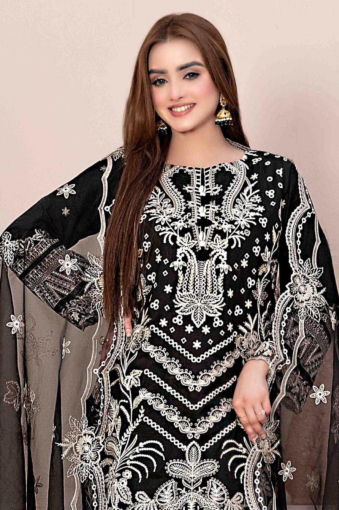 Black Heavy Designer Suit With Heavy Embroidery Work
