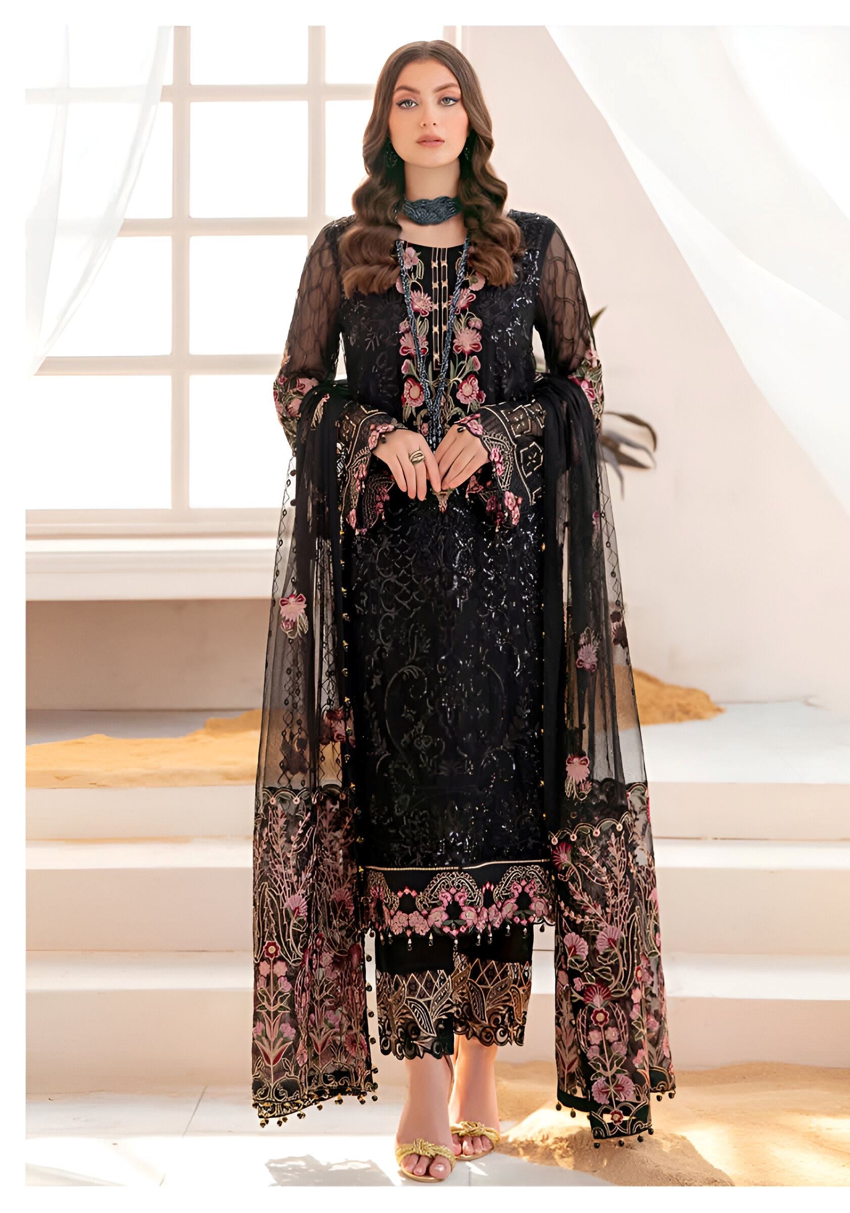 Black Heavy Designer Suit With Heavy Embroidery Work