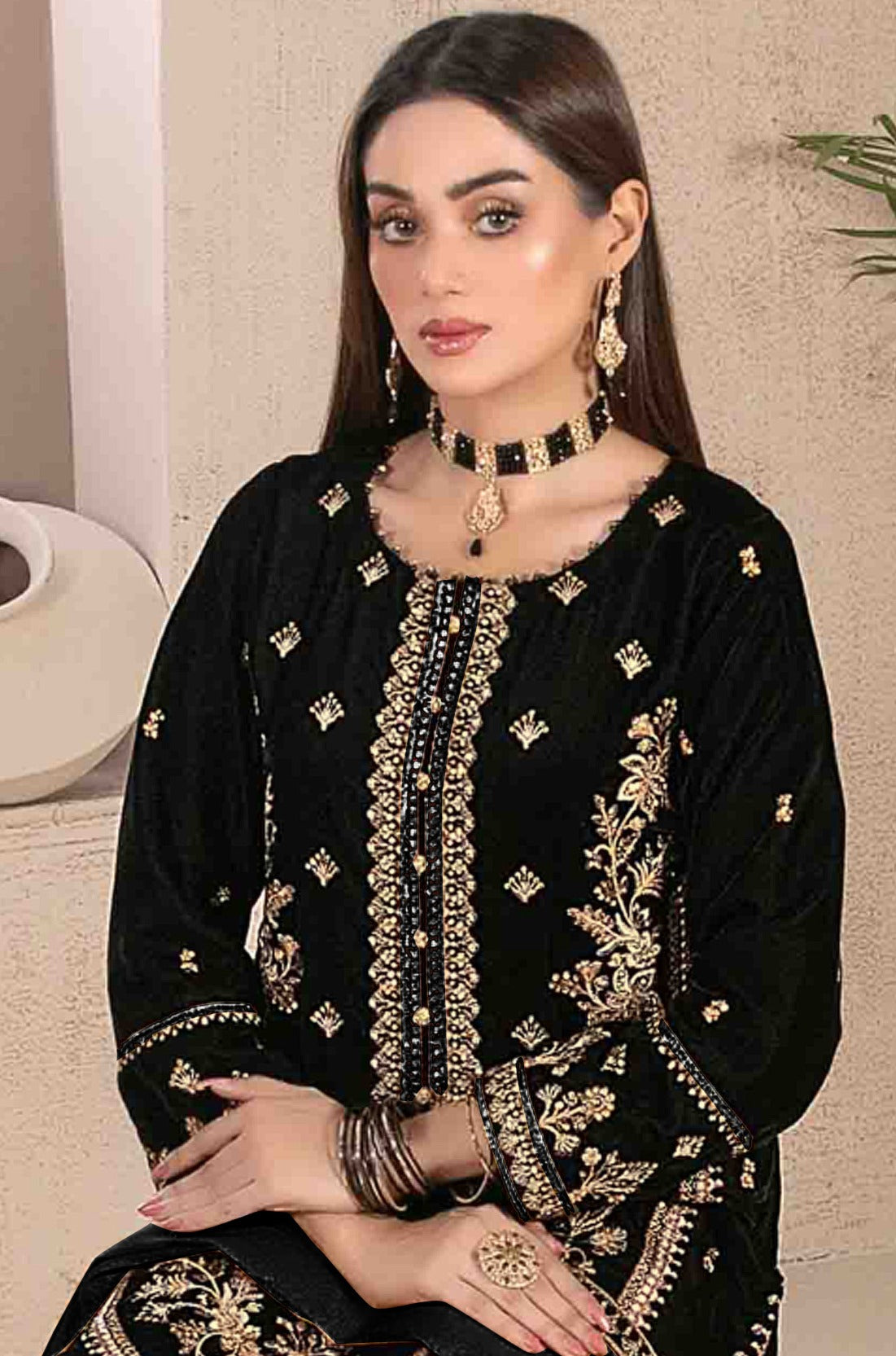 Black Heavy Designer Suit With Heavy Embroidery Work