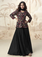 Black Heavy Designer Suit With Heavy Embroidery Work