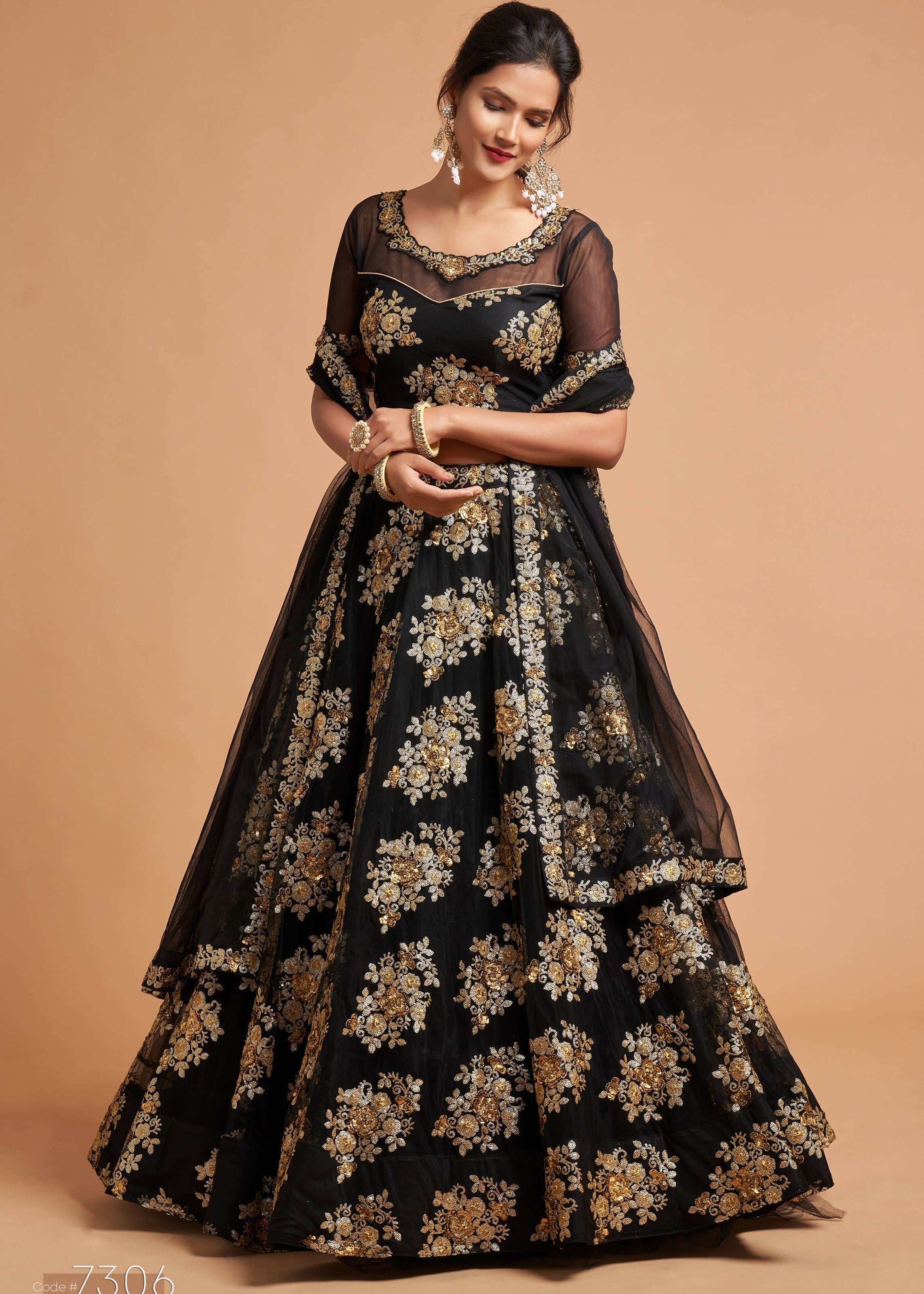 Black Lehenga Choli With Zari With Multiple Sequins Embroidery Work