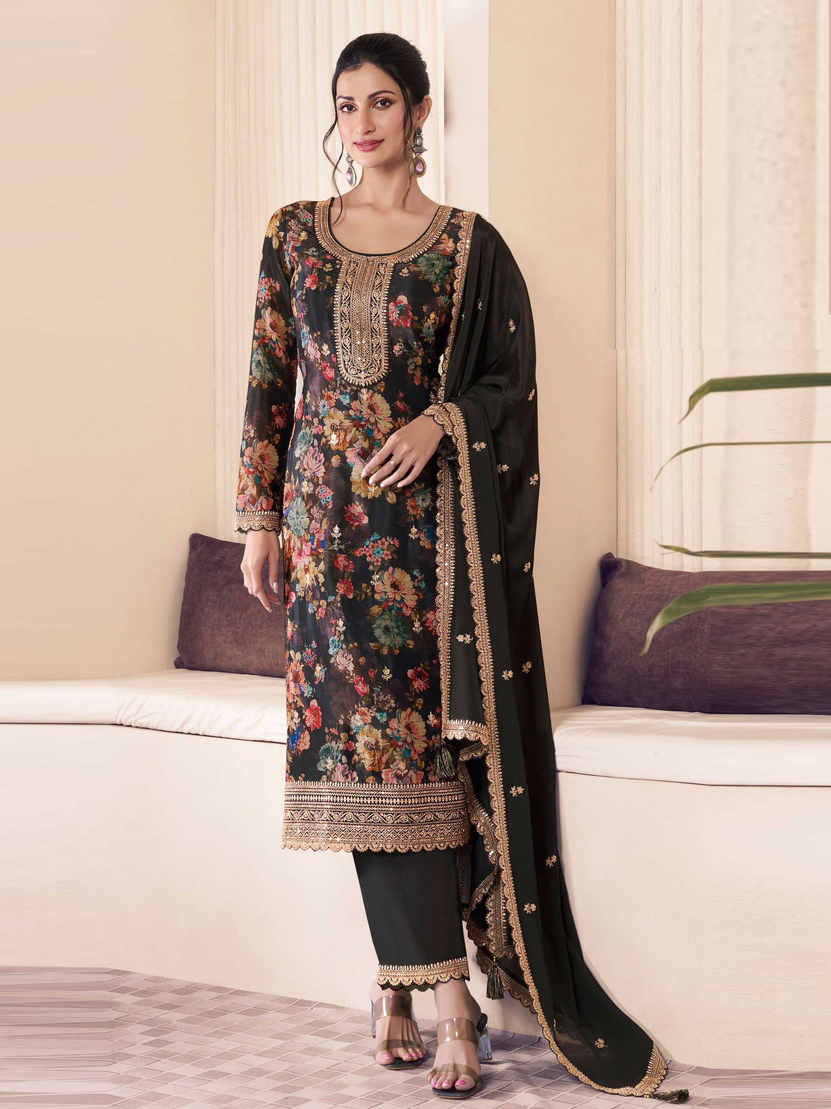 Black Pakistani Salwar Suit With Heavy Embroidery Work