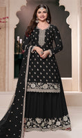 Black Palazzo Style Salwar Suit With Heavy Embroidery Work