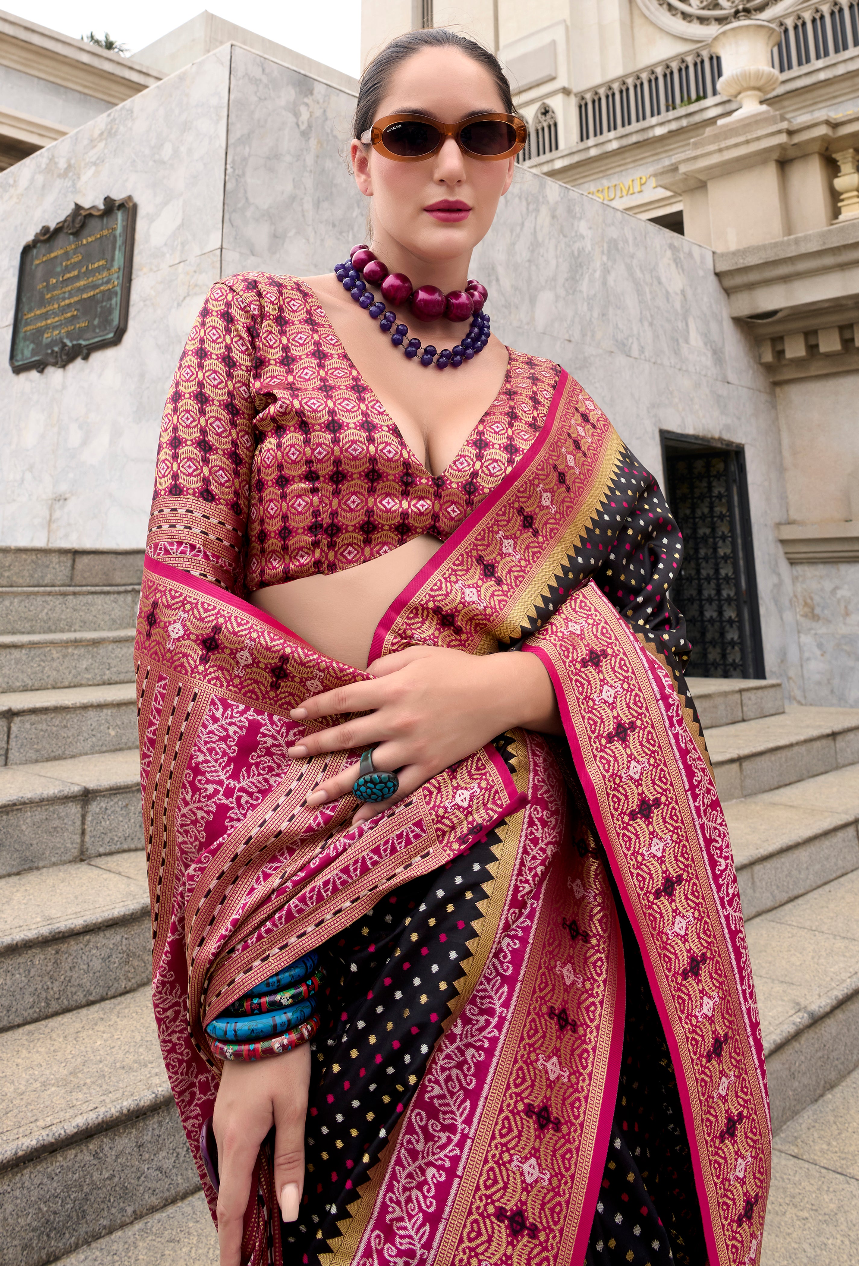 Black Pure Soft Banarasi Silk Saree With Jacquard Woven Work