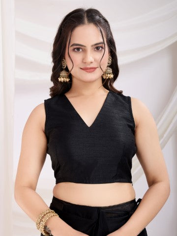 Black Rangoli Silk Ready To Wear Saree With Swarovski Work