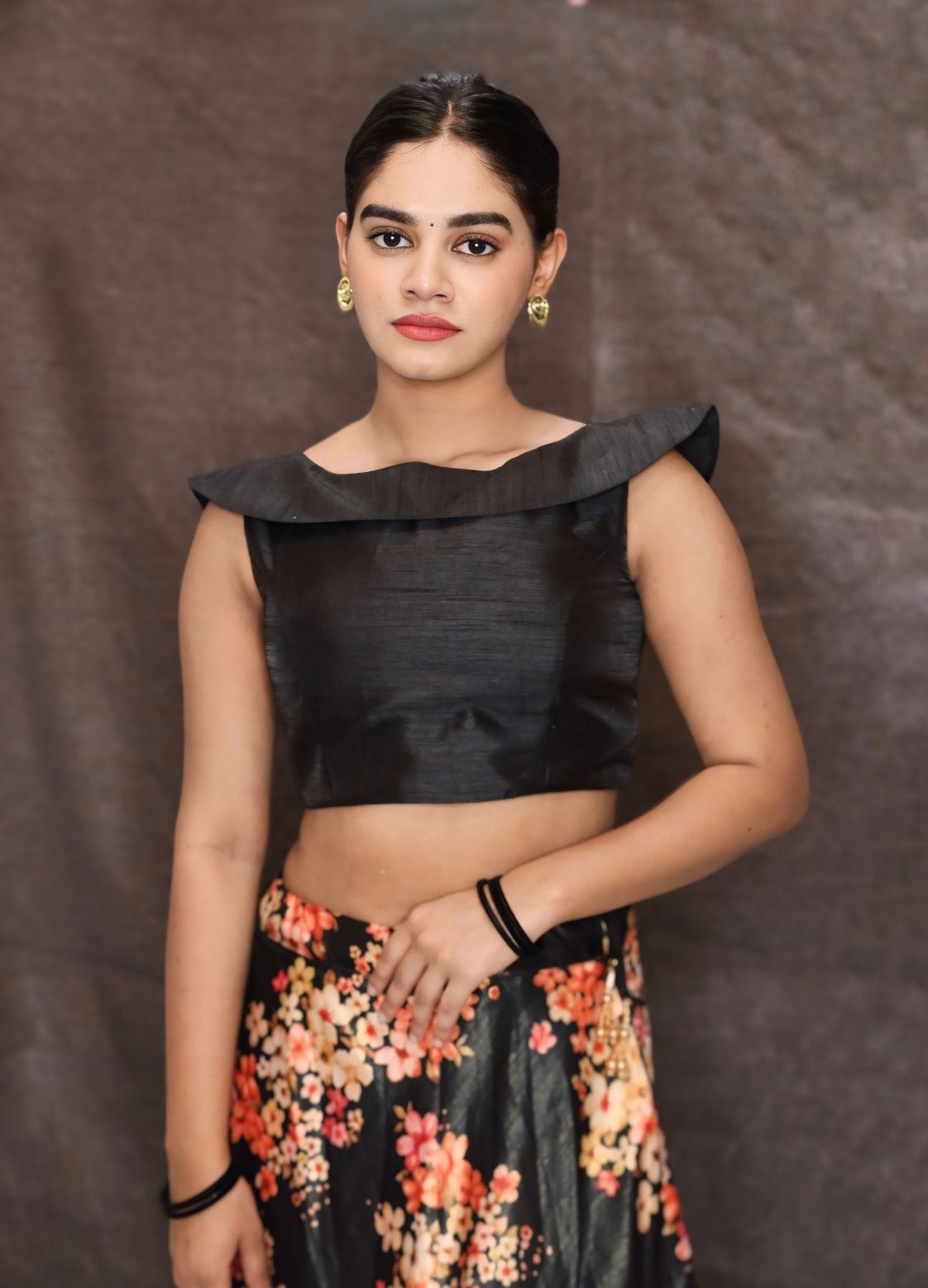 Black Silk Off Shoulder Readymade Blouse