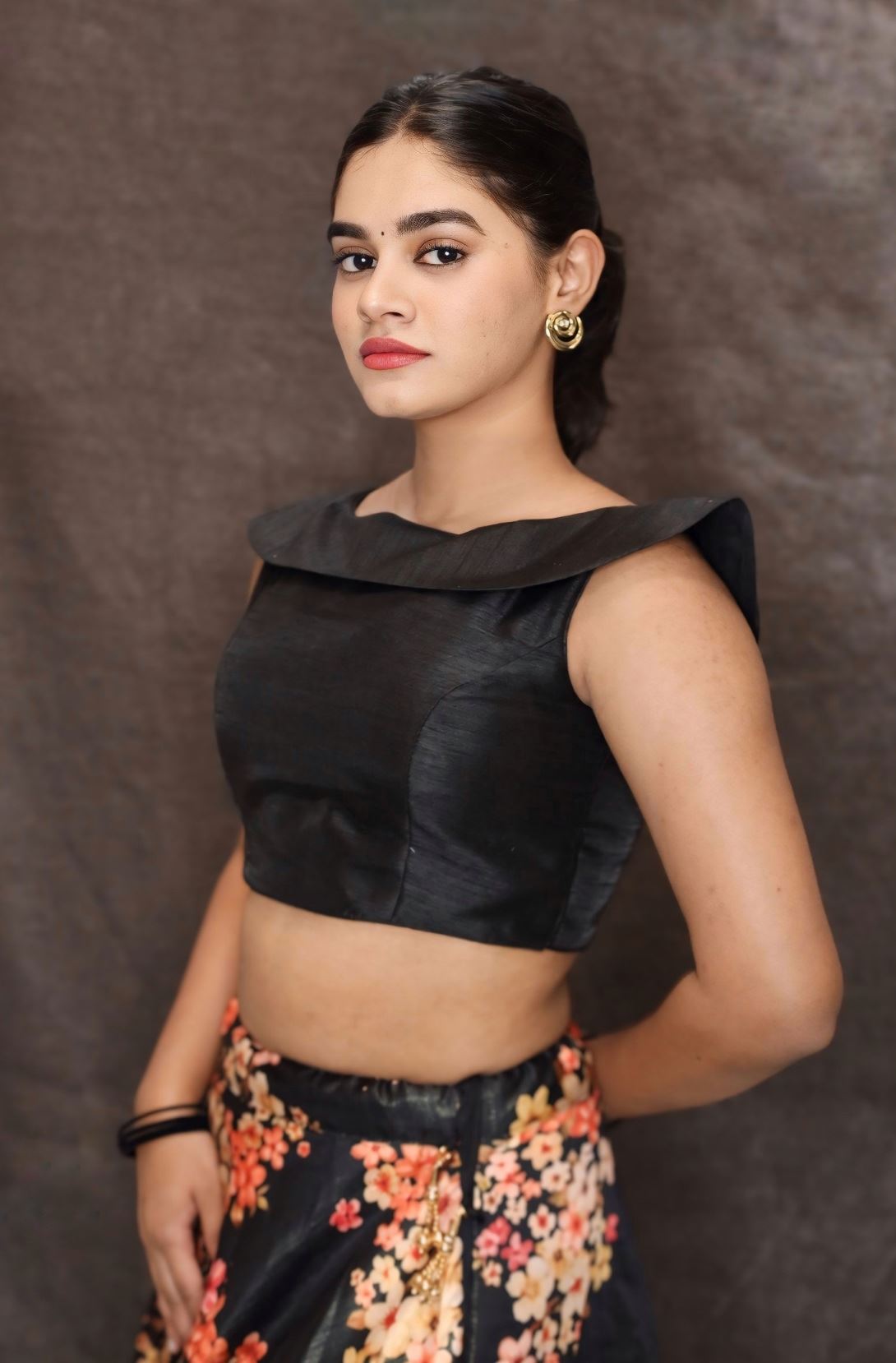 Black Silk Off Shoulder Readymade Blouse