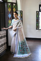Blue Beautiful Muga Cotton Summer Special Festive Saree