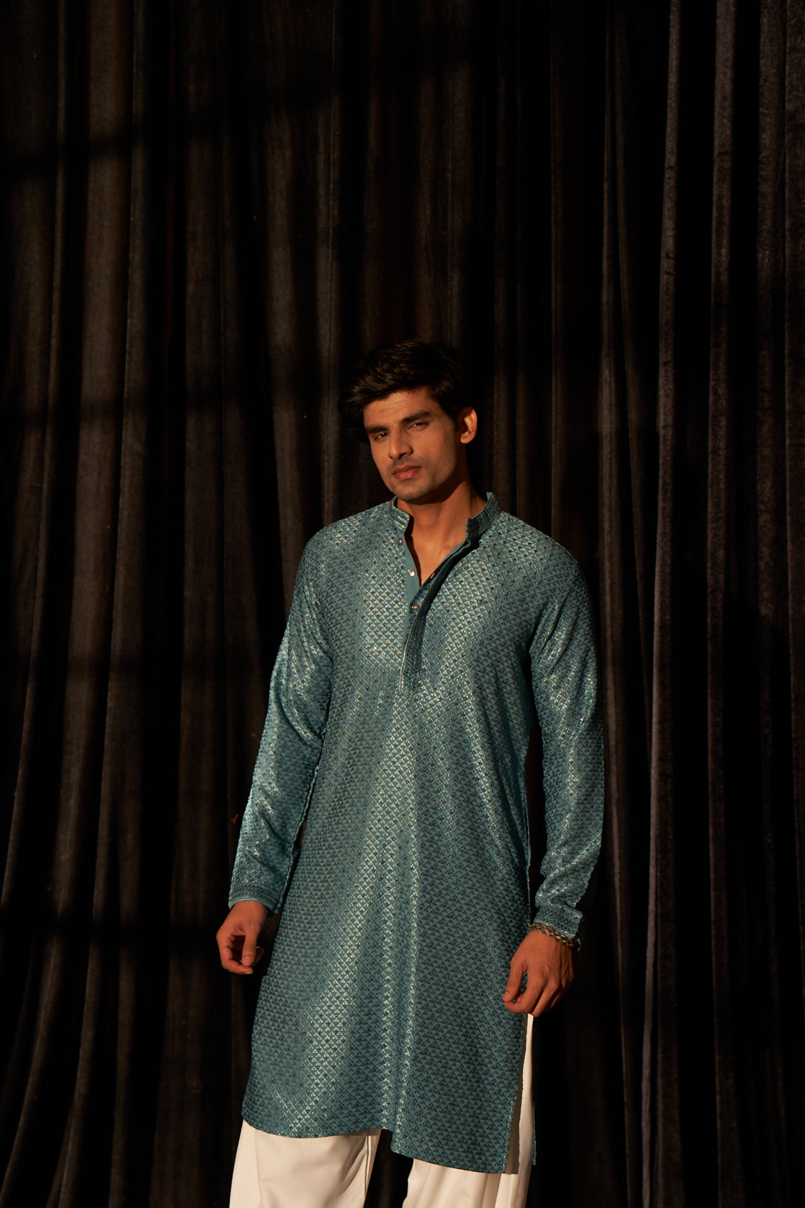 Blue Color Viscose Kurta Payjama with Chikankari Embroidery – Traditional Look with Modern Touch