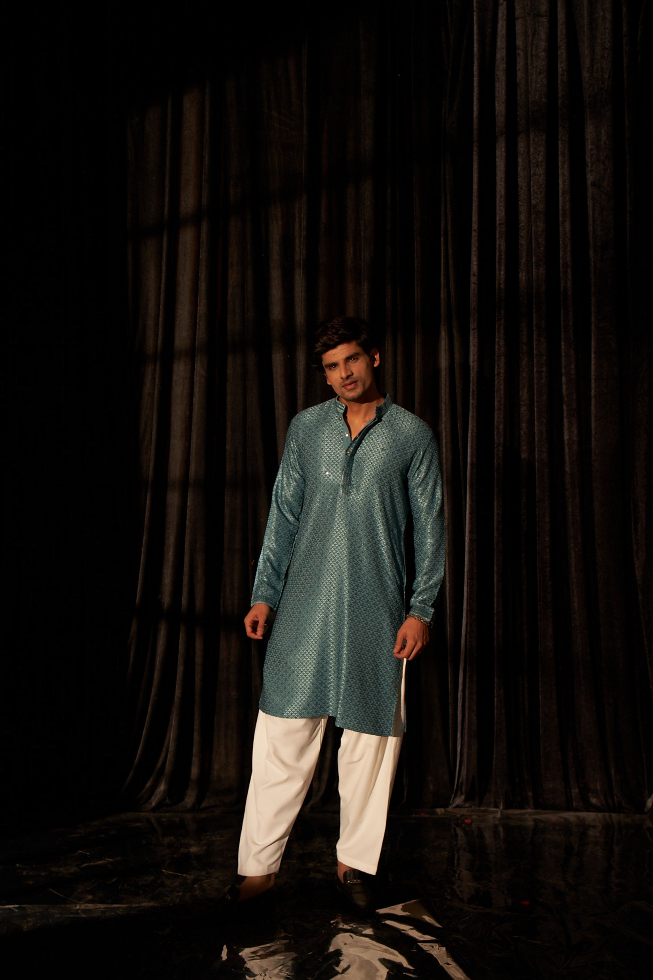 Blue Color Viscose Kurta Payjama with Chikankari Embroidery – Traditional Look with Modern Touch