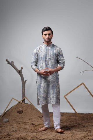 Blue Designer Printed Modal Stylish Kurta Pajama