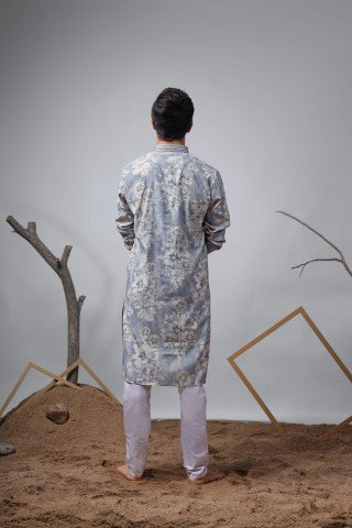 Blue Designer Printed Modal Stylish Kurta Pajama