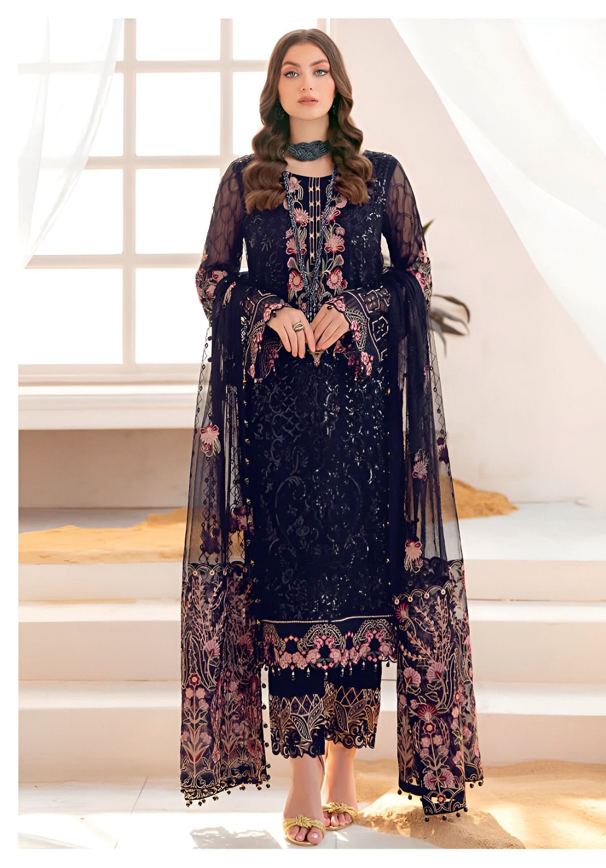 Blue Heavy Designer Suit With Heavy Embroidery Work