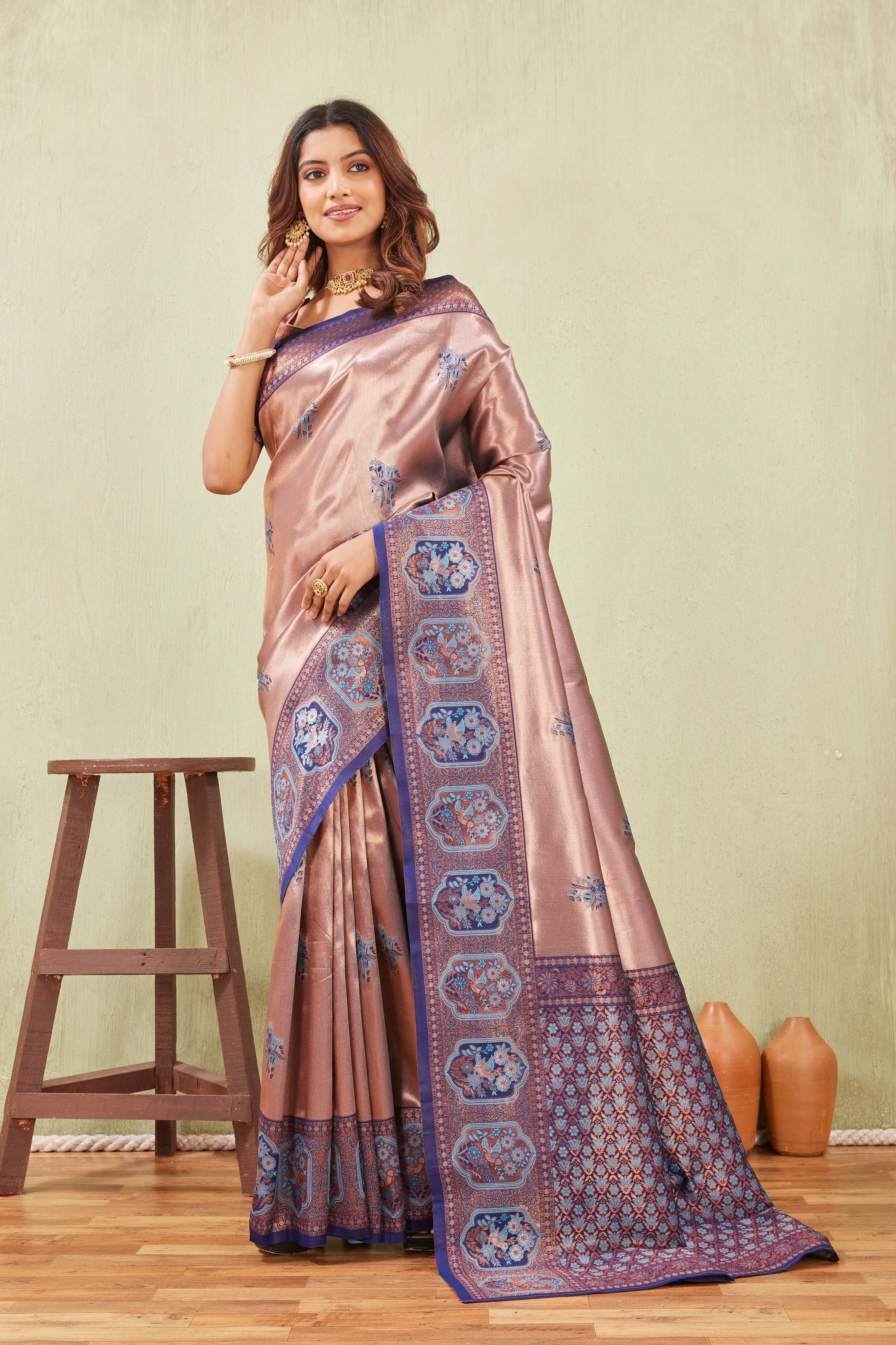 Blue Rama Banarasi Silk Saree with Rich Pallu & Elegant Jacquard Jari Work