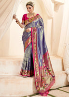 Blue Silk Saree With  Jacquard Woven Work