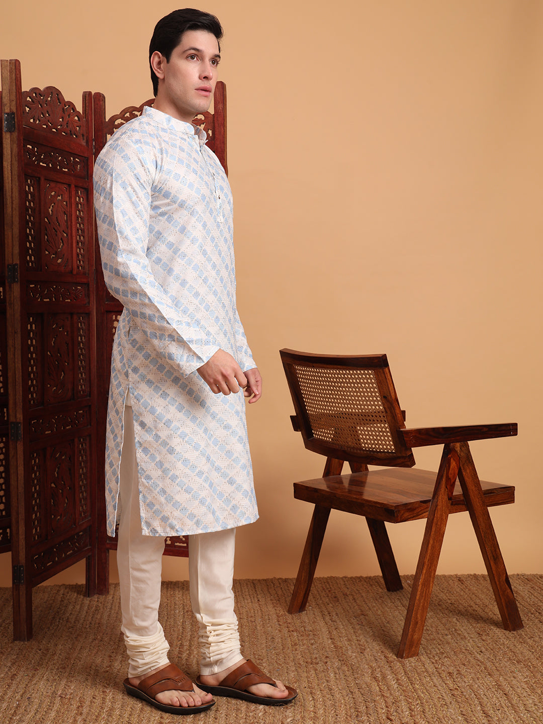 Blue Smart Printed Festive Wear Kurta