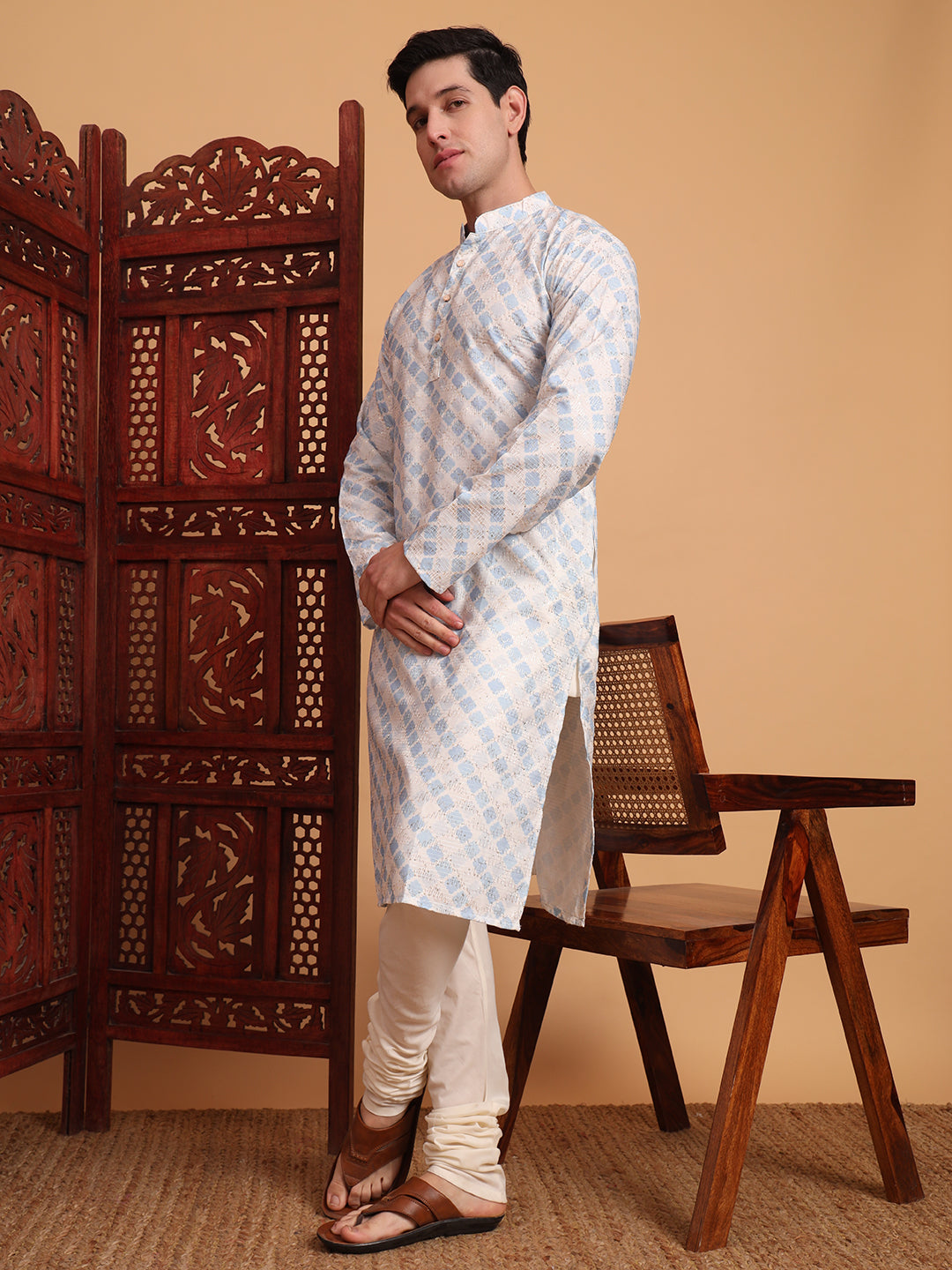 Blue Smart Printed Festive Wear Kurta