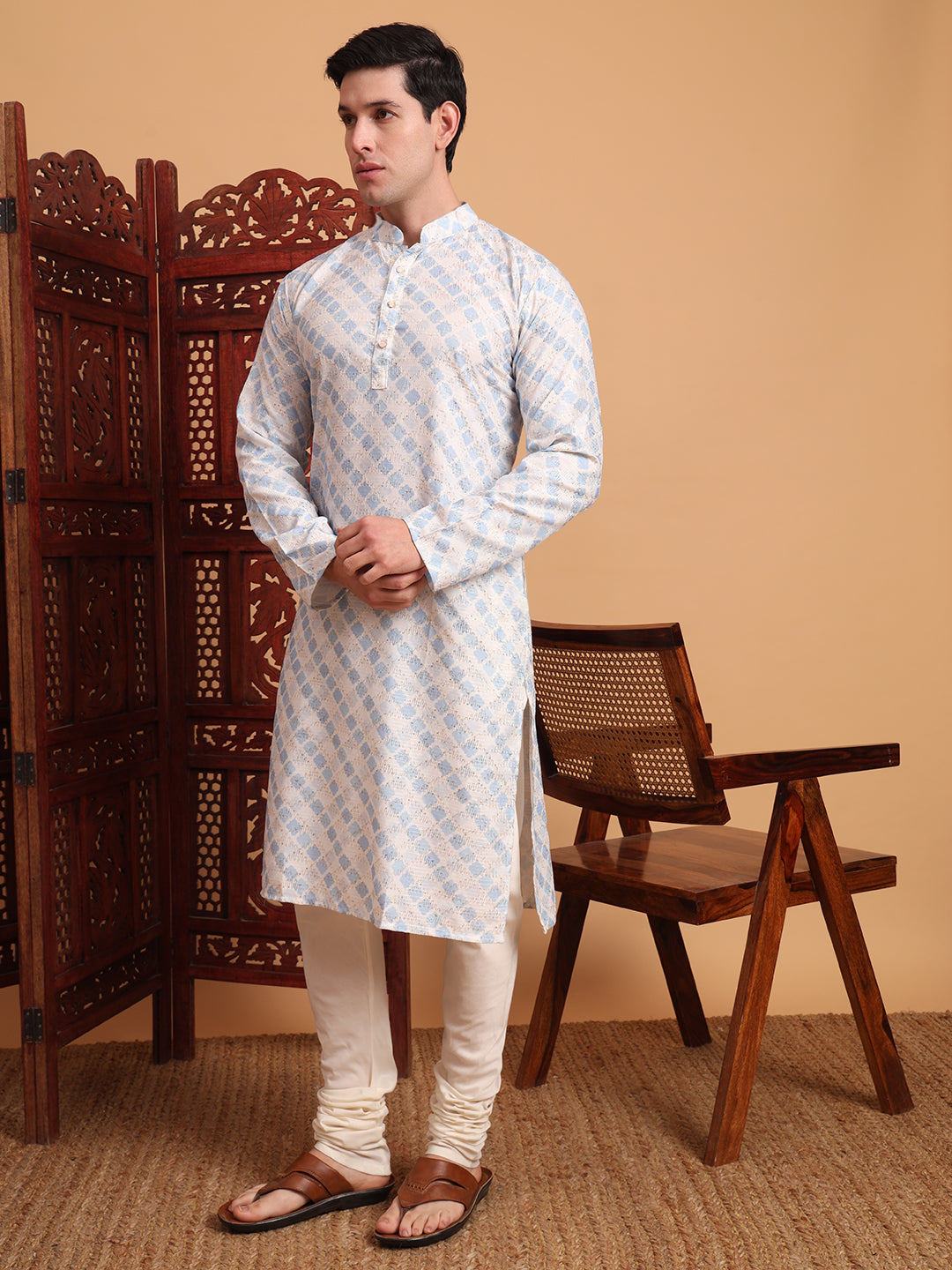 Blue Smart Printed Festive Wear Kurta