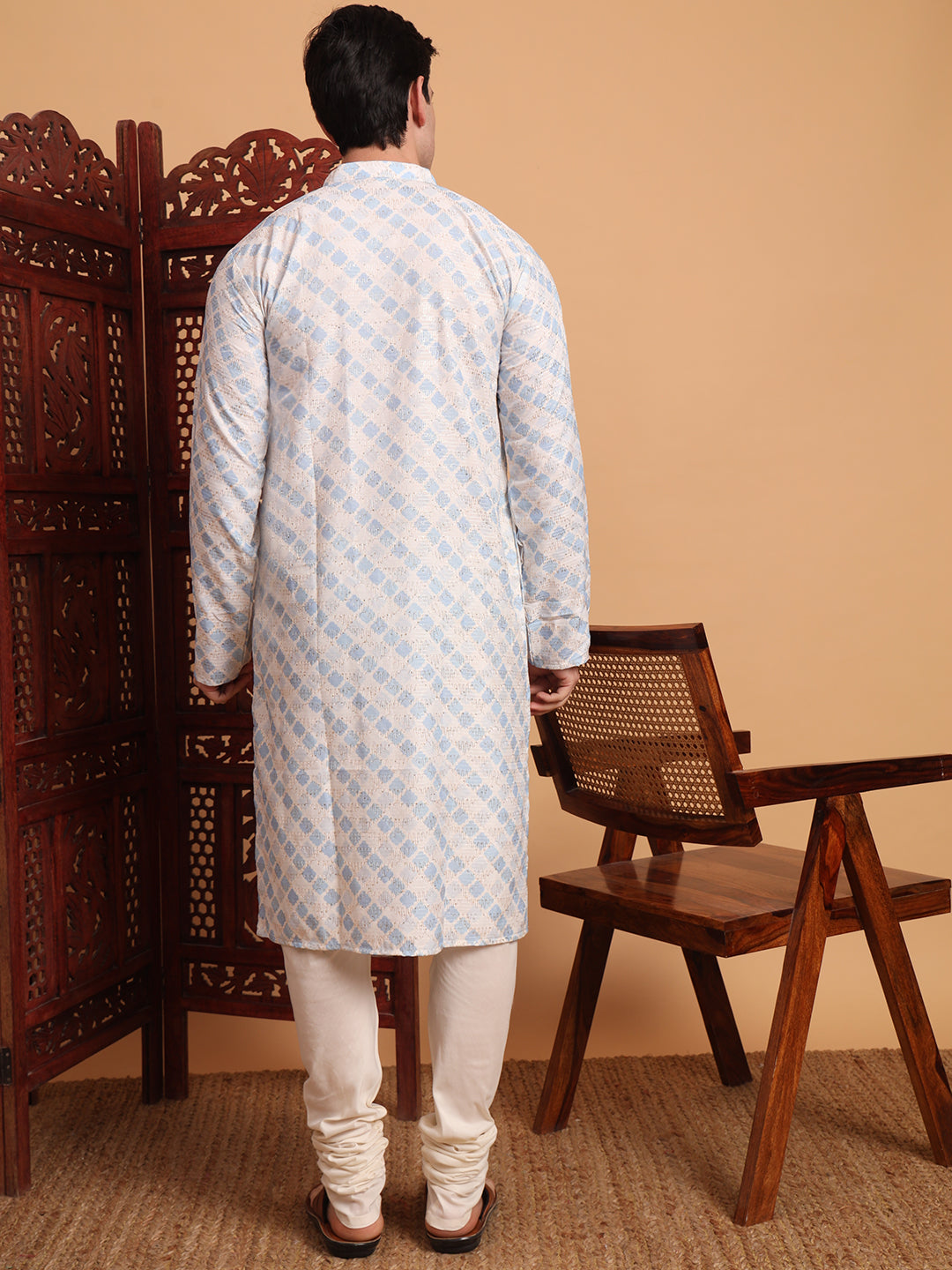 Blue Smart Printed Festive Wear Kurta