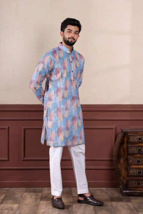 Blue Sophisticated Kurta Pajama for Ceremonial Wear